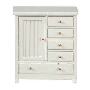 Dolls House White Child&#39;s Chest of Drawers Bedroom Nursery JBM Furniture 1:12