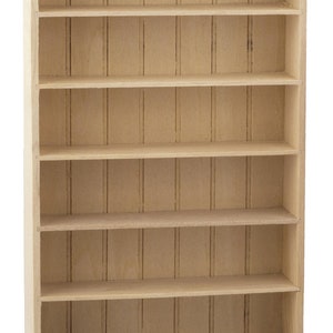 Dolls House Bare Wood 6 Shelf Unit Bookcase Miniature Unfinished Furniture 1:12
