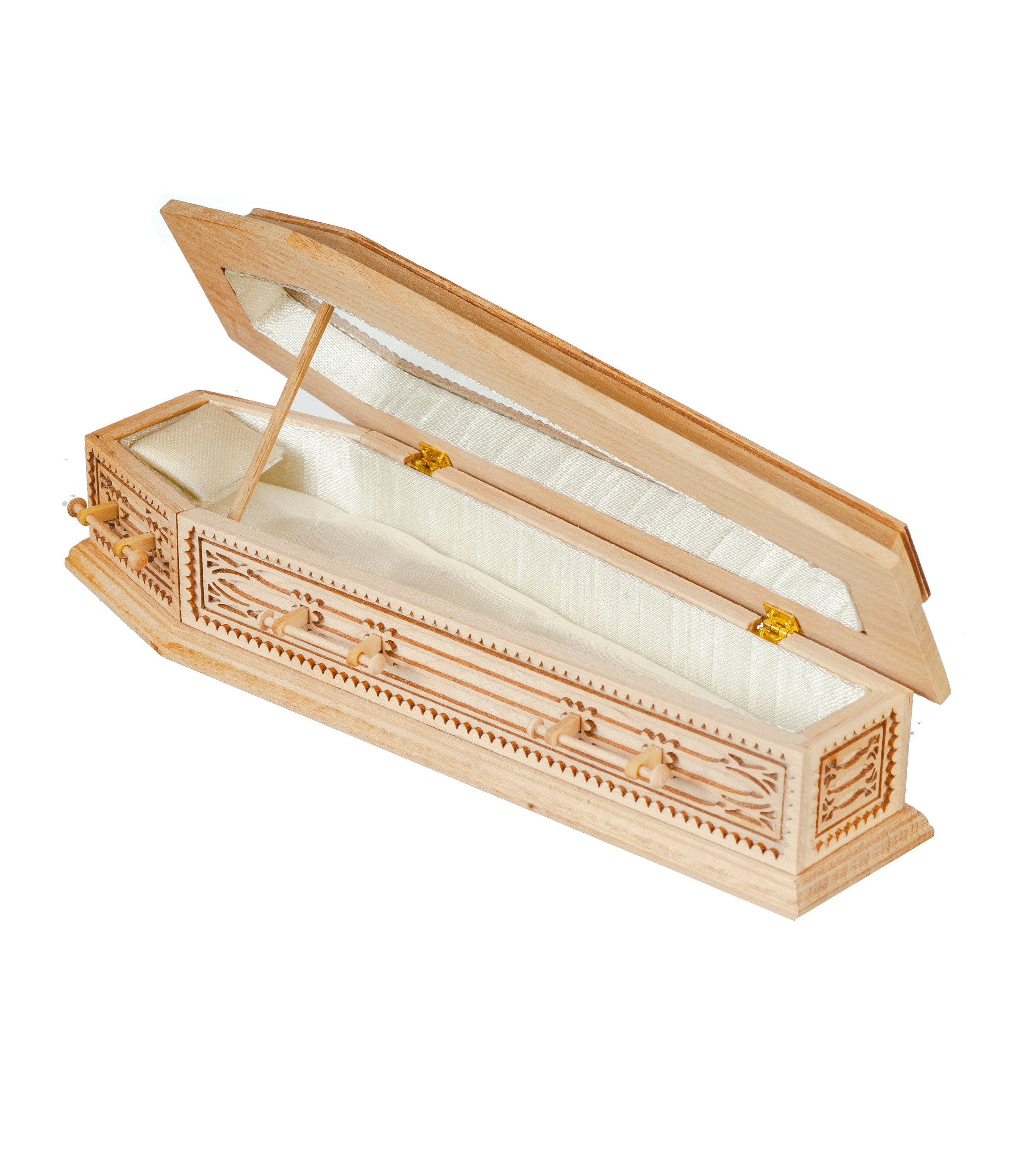 Miniature Walnut Coffin - 1:12 Scale Dollhouse Church Or Halloween Decor