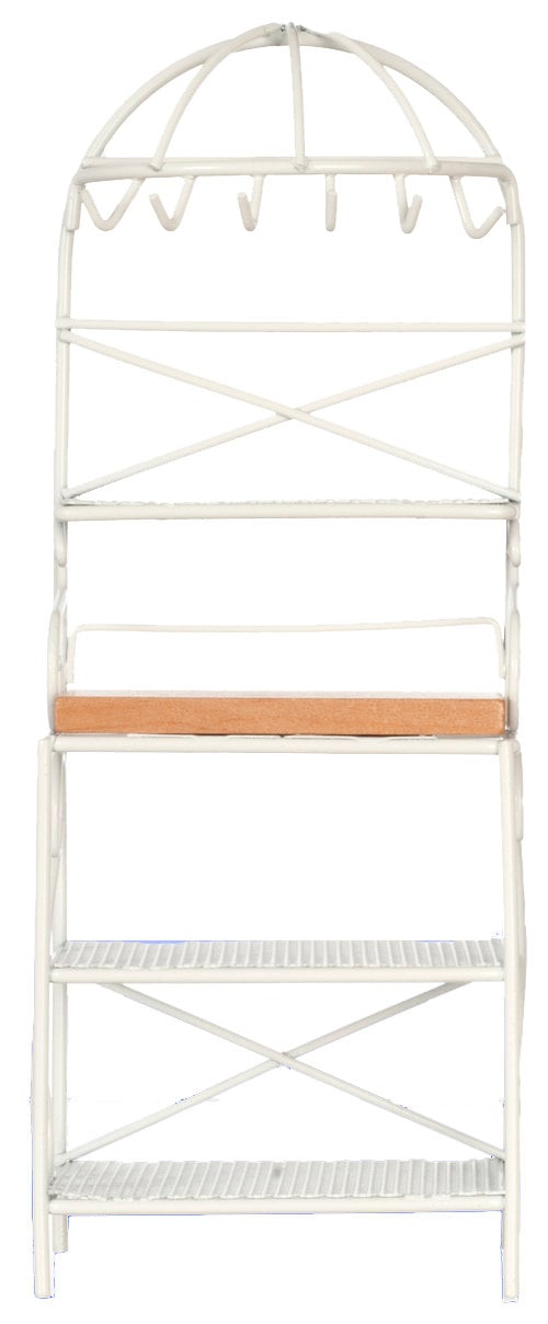 Dolls House White Metal Shelf Unit Pot Pan Hanger Miniature Kitchen ...