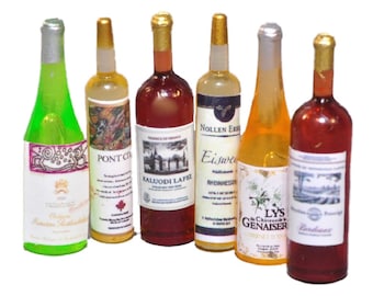 Dolls House Selection of Wine Bottles Miniature Bar Pub Dining Room Accessory