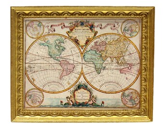 Dollhouse  1:12 scale Miniature  Victorian  World Planisphere Map Print