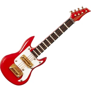 Mini Electric Guitar Instrument Red Music Room Large Dolls House Miniature 1:12 Scale