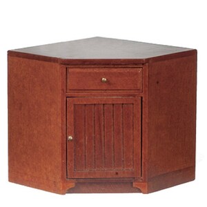 Dolls House Walnut Corner Base Unit Bottom Cabinet JBM Kitchen Furniture