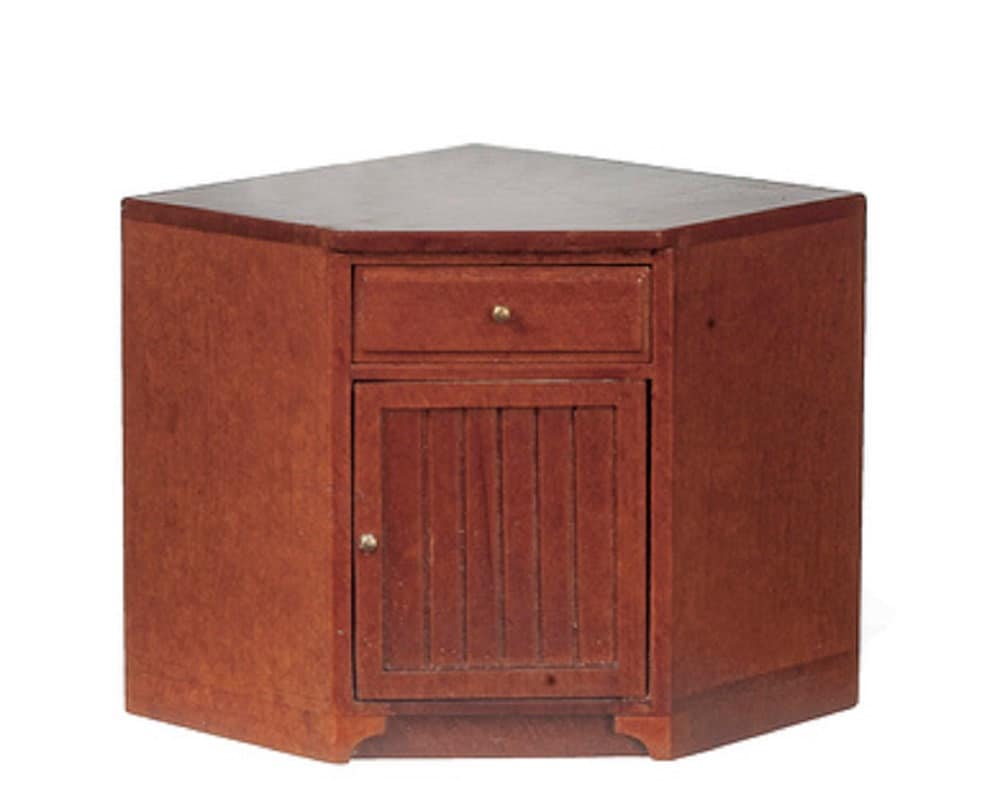 Meuble bas d'angle en noyer pour maison de poupée Meuble du bas JBM Kitchen Furniture