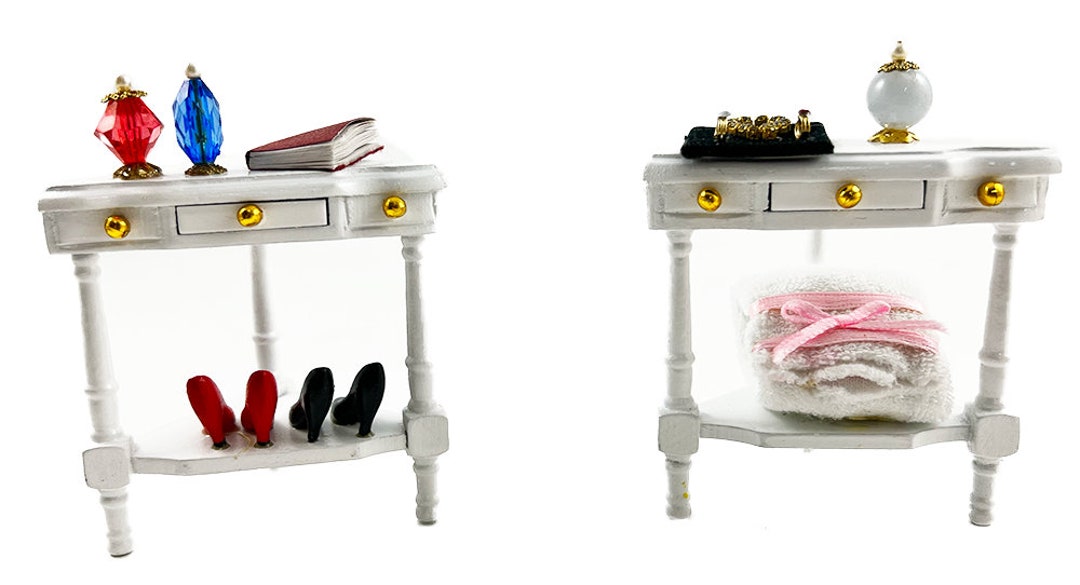 Dolls House Corner Bedside Tables & Accessories Nightstand Bedroom