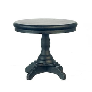 Dolls House Round Black Pedestal End Side Table Miniature Living Room Furniture