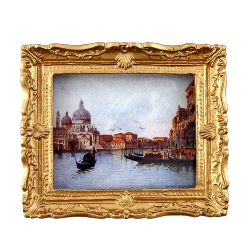Melody Jane Dollhouse Miniature - Victorian Lady Painting In Gold Frame (1:12 Scale)