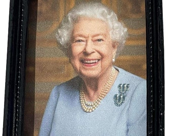 Dolls House Queen Elizabeth II Platinum Jubilee Portrait Picture 1:12 Black Frame