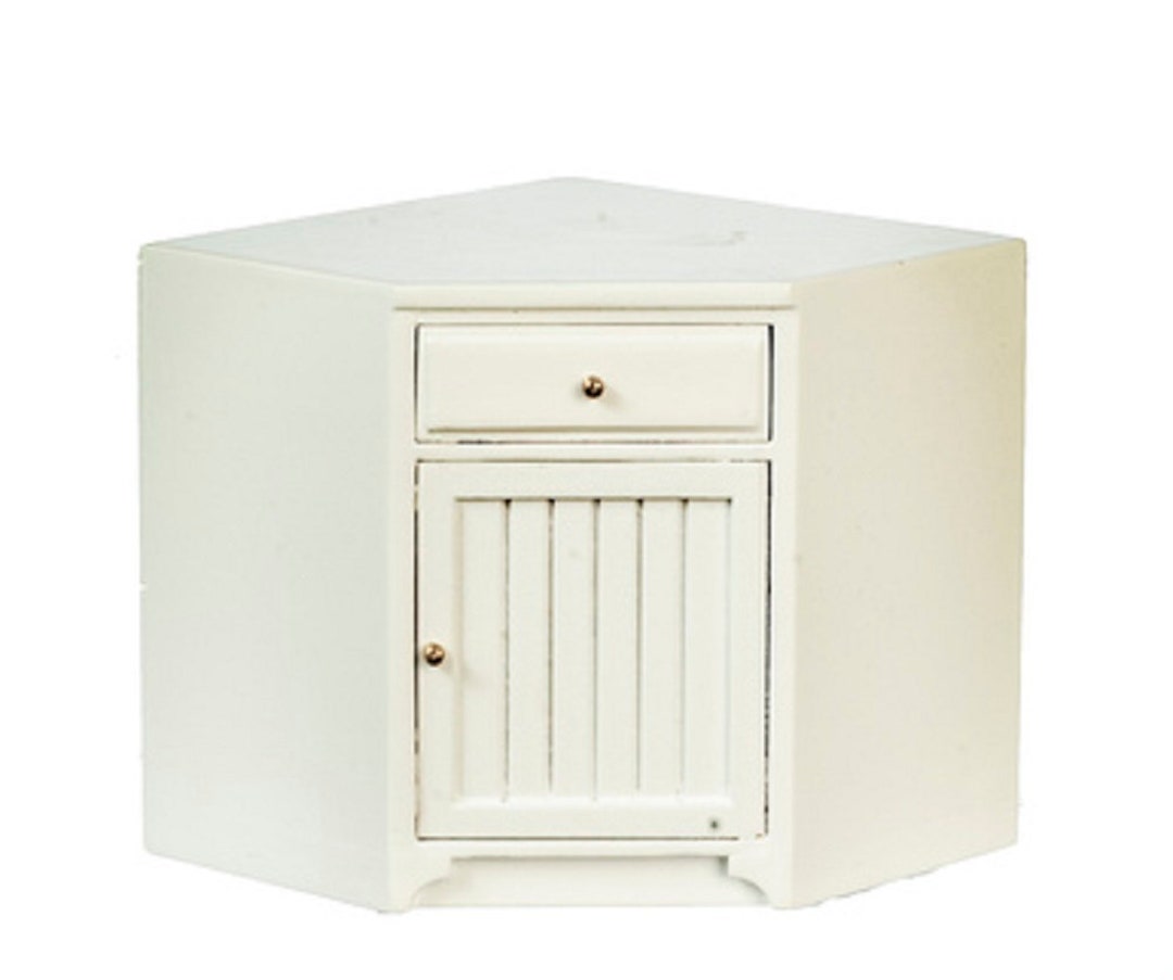 Dolls House White Corner Base Unit Bottom Cabinet JBM Kitchen Furniture ...