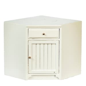 Dolls House White Corner Base Unit Bottom Cabinet JBM Kitchen Furniture