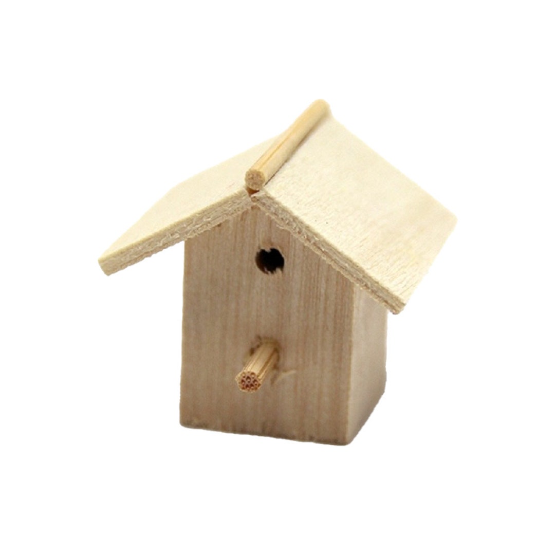 Dolls House Bare Wood Bird House Box Miniature Unfinished Etsy