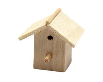 Dolls House Bare Wood Bird House Box Miniature Unfinished Garden Accessory