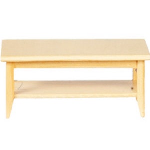 Dolls House Light Oak Retro Coffee Table with Shelf 1:12 Living Room Furniture