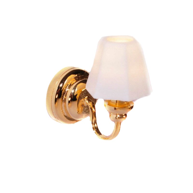 Melody Jane Dollhouse Wall Light Clear Patterned Shade Brass LED Lighting Battery Lamp
