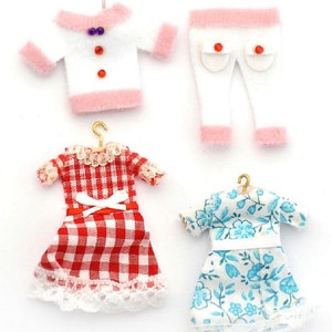 Dolls House Little Girls Clothes on Hangers Shop Nursery Accessory