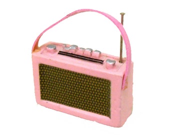 Dolls House Miniature 1:12 Scale Accessory 1960's Pink Transistor Radio