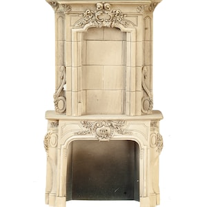 Poppenhuis grijze Victoriaanse open haard surround miniatuur hars meubels 1:12