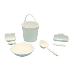 Chrysnbon Dolls House White Sink Accessory Set 1:12 Scale Plastic