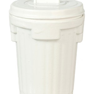 Dolls House White Metal Dustbin Bin Trash Garbage Can Kitchen Garden Accessory