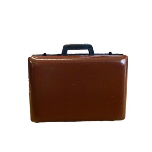 Porte-documents marron maison de poupée miniature, accessoire de travail pour bureau moderne et miniature 1:12