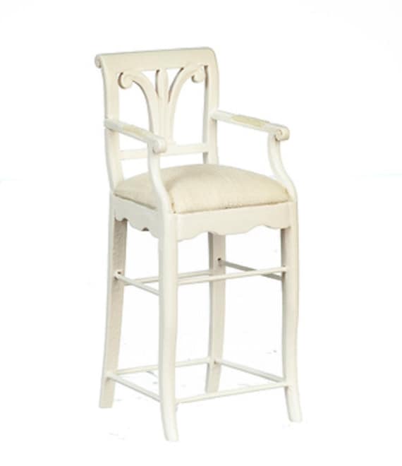 Dolls House White Breakfast Bar Stool High Chair JBM Kitchen Furniture