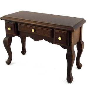 Dolls House Dark Oak Writing Desk Secretary Table Miniature 1/12 Study Furniture
