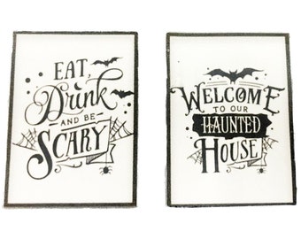 Dolls House Halloween Posters Black & White Miniature Accessory 1:12 Scale