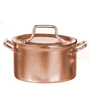 Maison de poupée Grande marmite en cuivre, 2 anses, accessoire de cuisine