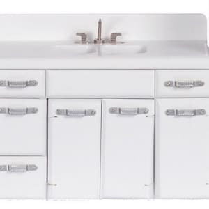 Dolls House 1950&#39;s White Double Sink Unit 1:12 Kitchen Furniture
