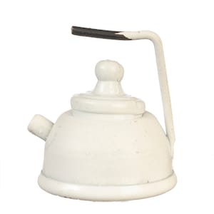 Dolls House White Kettle Metal Kitchen Accessory Miniature 1:12 Scale