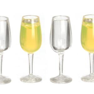 Dolls House Champagne Flutes 2 Full 2 Empty Prosecco Glasses Drinks Accessory