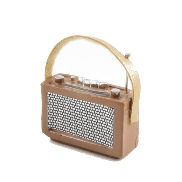 Dolls House 1960's Tan Transistor Radio Miniature 1:12 Scale Accessory