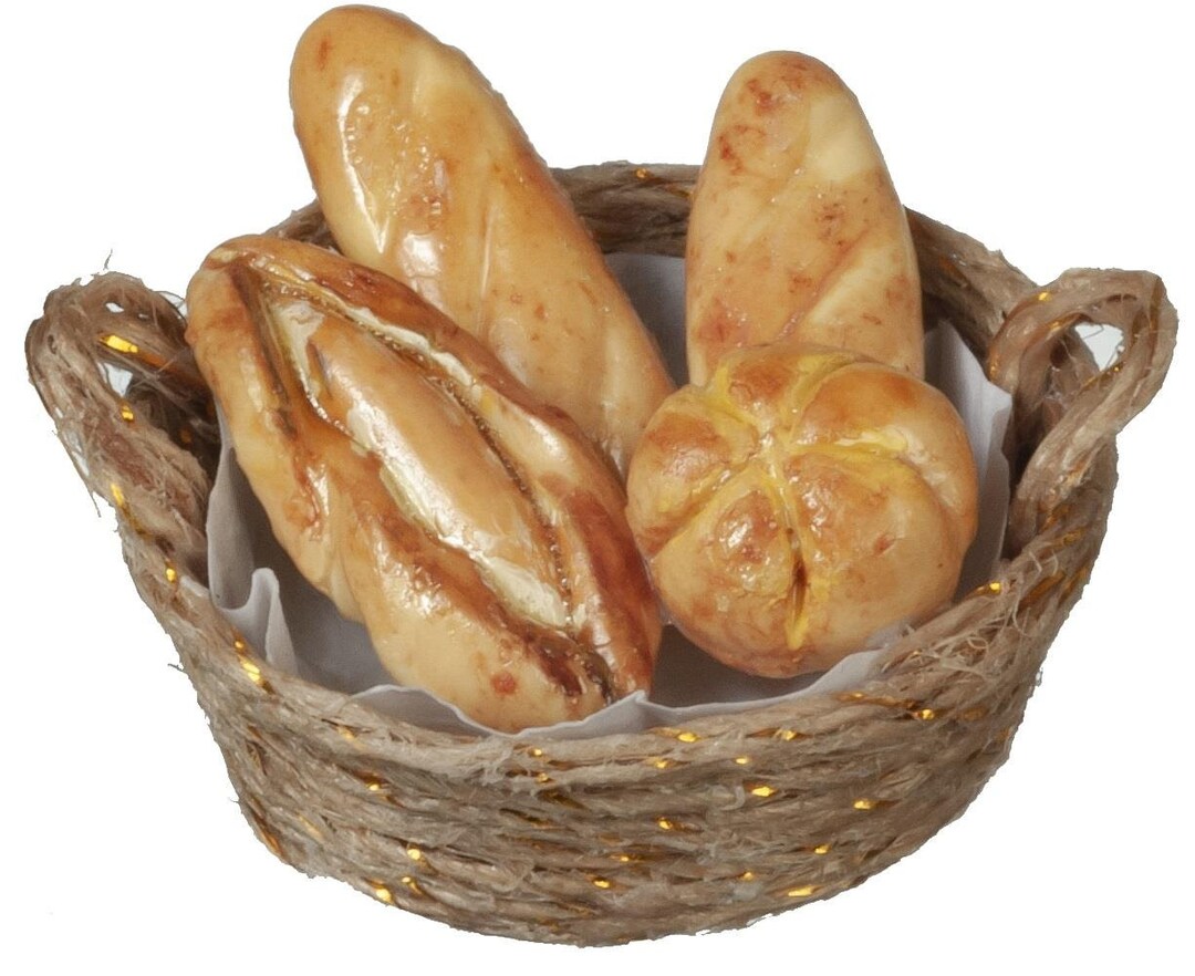 Melody Jane Puppenhaus Brot Im Korb – Miniatur-Zubehör Im Maßstab 1:12, Perfekt Für Puppenhäuser