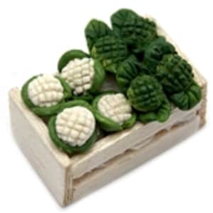 Dolls House Box Crate of Broccoli &amp; Cauliflower Greengrocers Shop Accessory