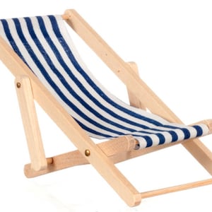 Dolls House Blue Stripe Folding Deck Chair Miniature 1:12 Garden Beach Furniture
