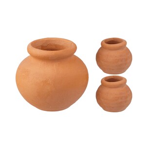 Dolls House 3 Terracotta Plant Pots Miniature Flower Garden Accessory 1:12 Scale