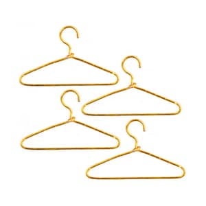 Cabides de arame de metal dourado para casa de bonecas, acessórios para loja de guarda-roupas de quarto