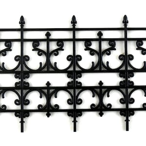 Dolls House Miniature Outdoor Fixture Accessory Black Victorian Railings Fence