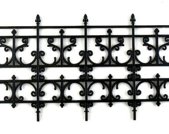 Dolls House Miniature Outdoor Fixture Accessory Black Victorian Railings Fence
