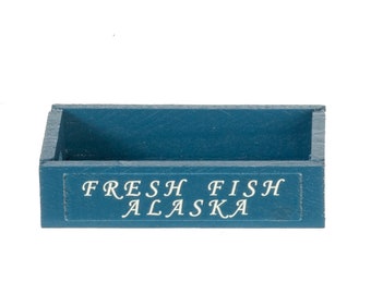 Dolls House Fresh Fish Alaska Blue Empty Crate Miniature Market Shop Accessory