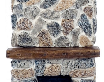 Dolls House Floor to Ceiling Stone Fireplace 1:12 Scale Resin