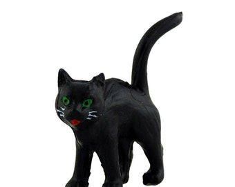 Dolls House Black Cat Standing Miniature Animal Halloween Accessory