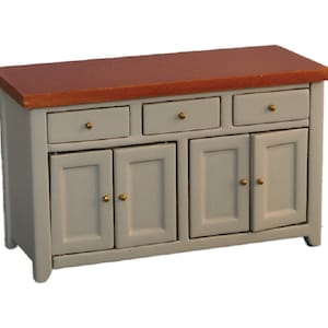 Dolls House Grey &amp; Pine Sideboard Modern Miniature Kitchen Dining Room Furniture
