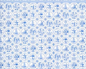 Wallpaper Dollhouse Miniature Delft Blue Tiles 