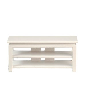 Dolls House Modern White Low TV Cabinet Stand Miniature Living Room Furniture