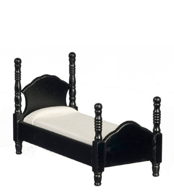 Buy Dolls House Narrow Black Single Bed Miniature Bedroom