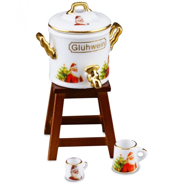 Accessoire miniature pour maison de poupée Gluhwein Pot de vin chaud de Noël Gluhwein