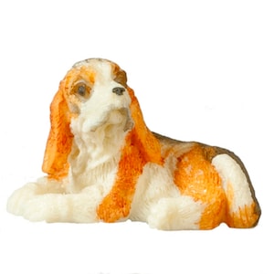 Dolls House Tri Colour Spanial Lying Down Small Miniature Pet Dog 1:12 Accessory