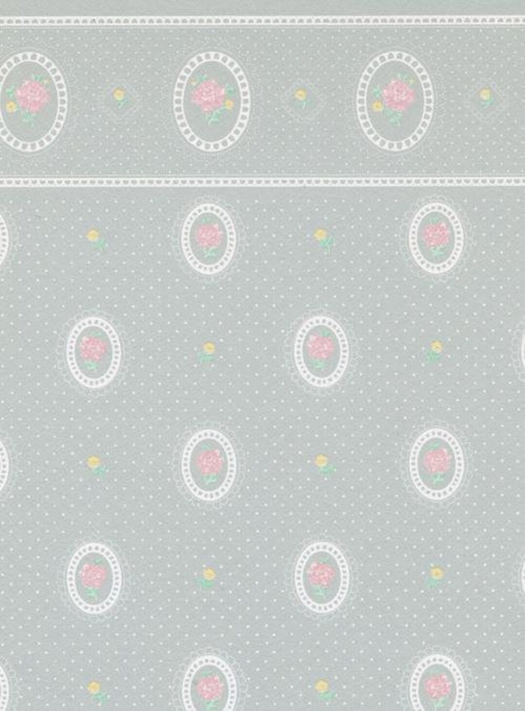 Dolls House Wallpaper Cameo Reverse Blue Miniature Print Wallcoverings